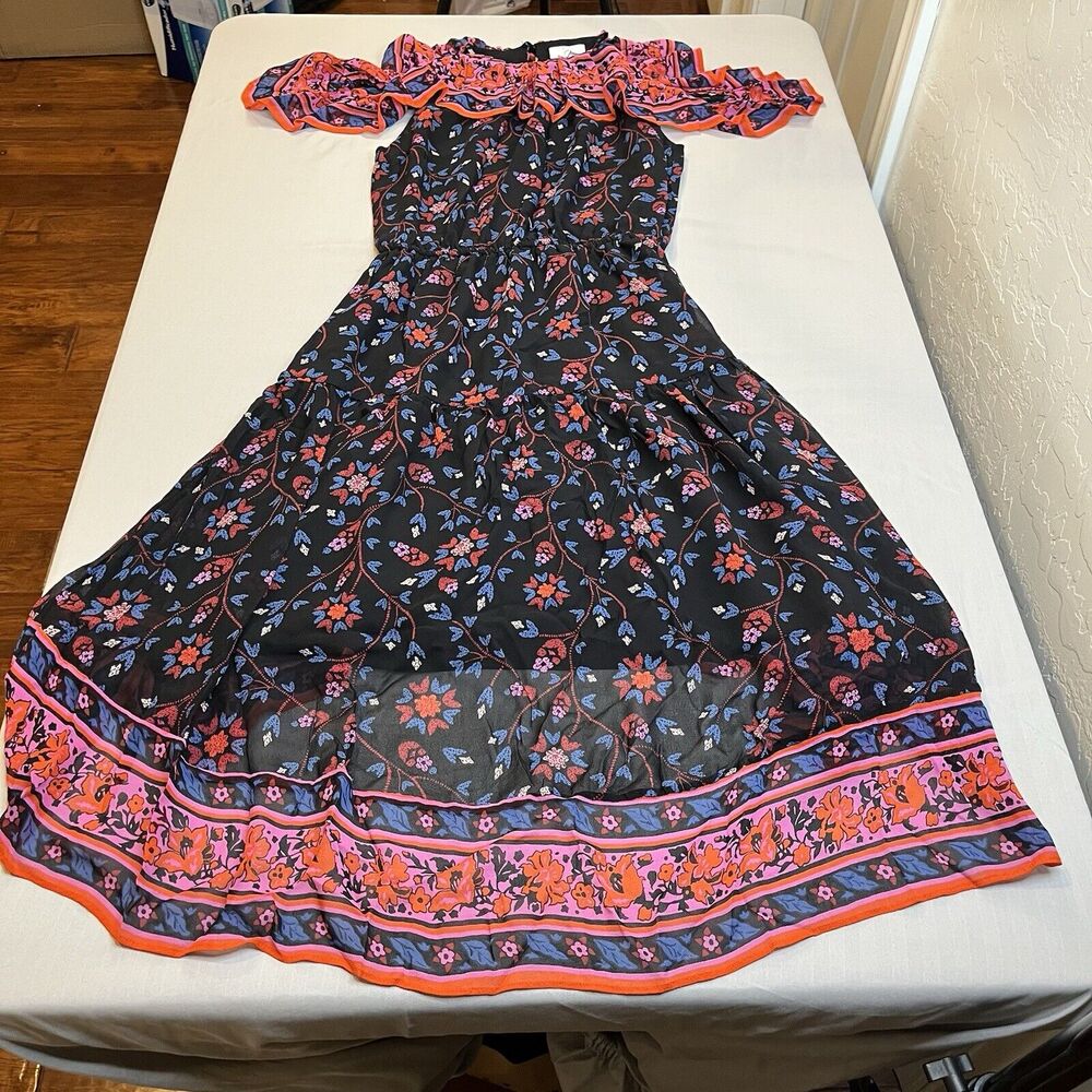 Joie Small Silk Summer Dress Off the Shoulder Low-High Lined - Picture 2 of 8